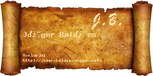 Jáger Balázs névjegykártya